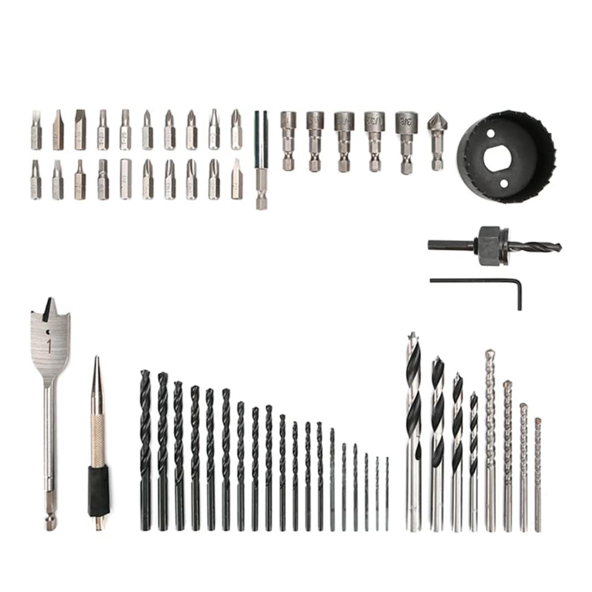 Набор свёрел, бит и коронок Greenworks 2944507 (60 шт.), в кейсе