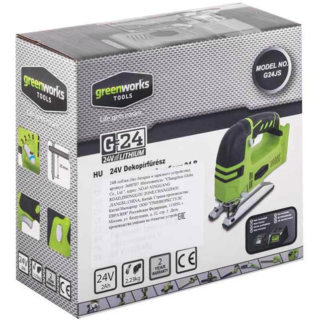 Лобзик аккумуляторный Greenworks 24V G24JS, без АКБ и ЗУ