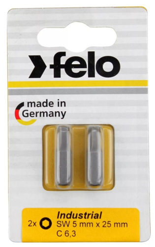 Бита шестигранная 25мм серии Industrial 8 мм, 2шт на блистере FELO 02480036