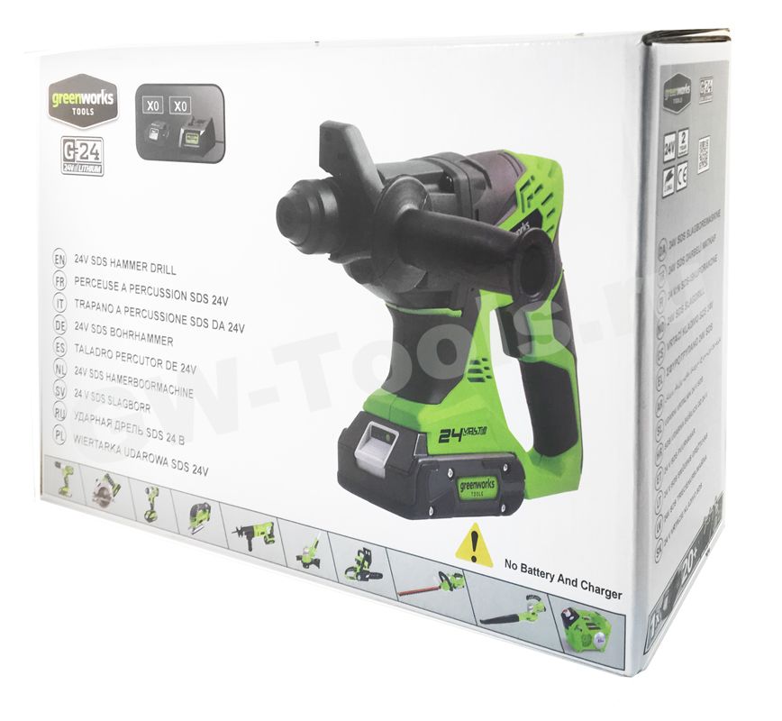 Перфоратор аккумуляторный Greenworks 24V 1.8 Дж G24HD