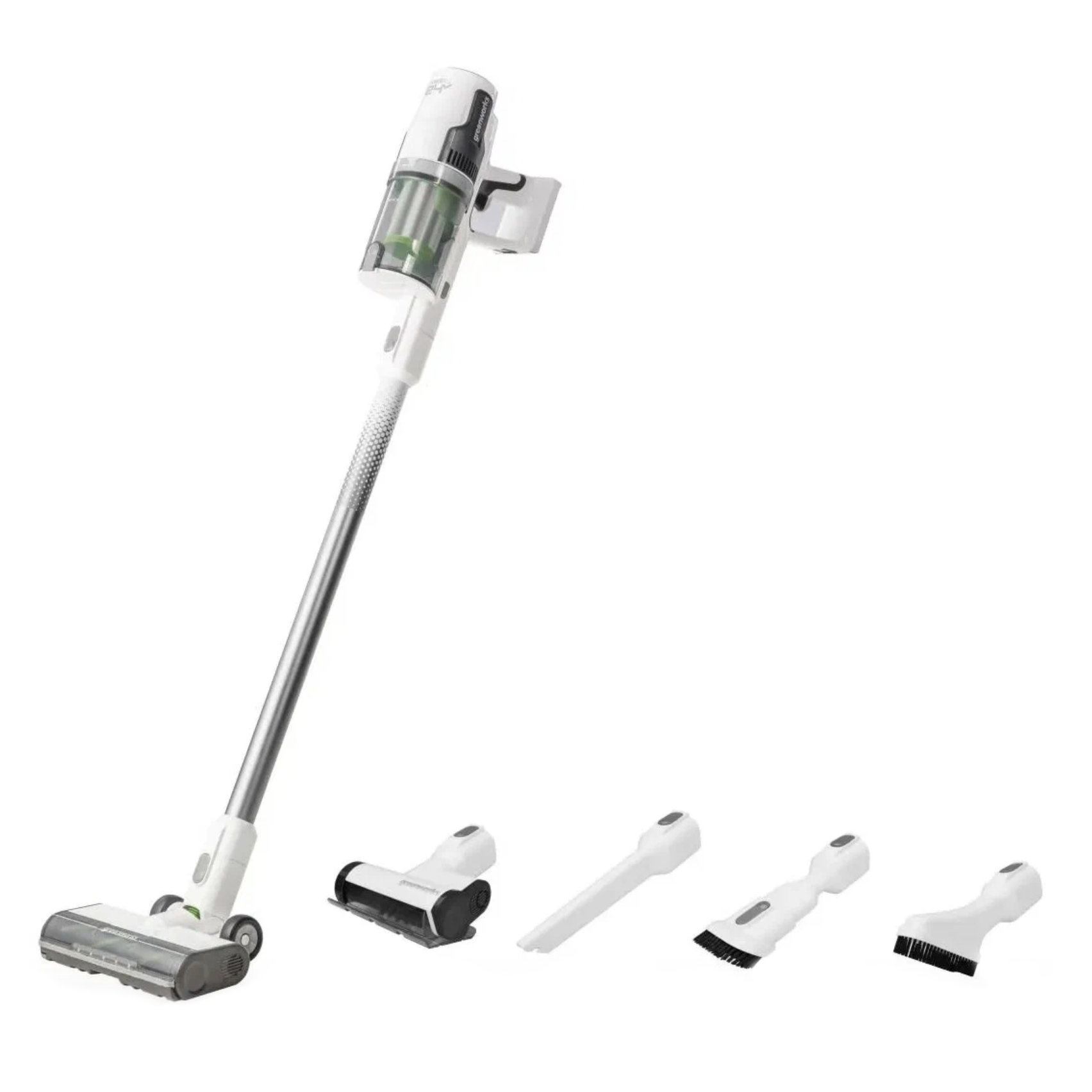 Пылесос вертикальный 500 Вт аккумуляторный Greenworks 24V G24SVK4D 4701107 на стойке, бесщёточный, с АКБ на 4 А*ч и ЗУ