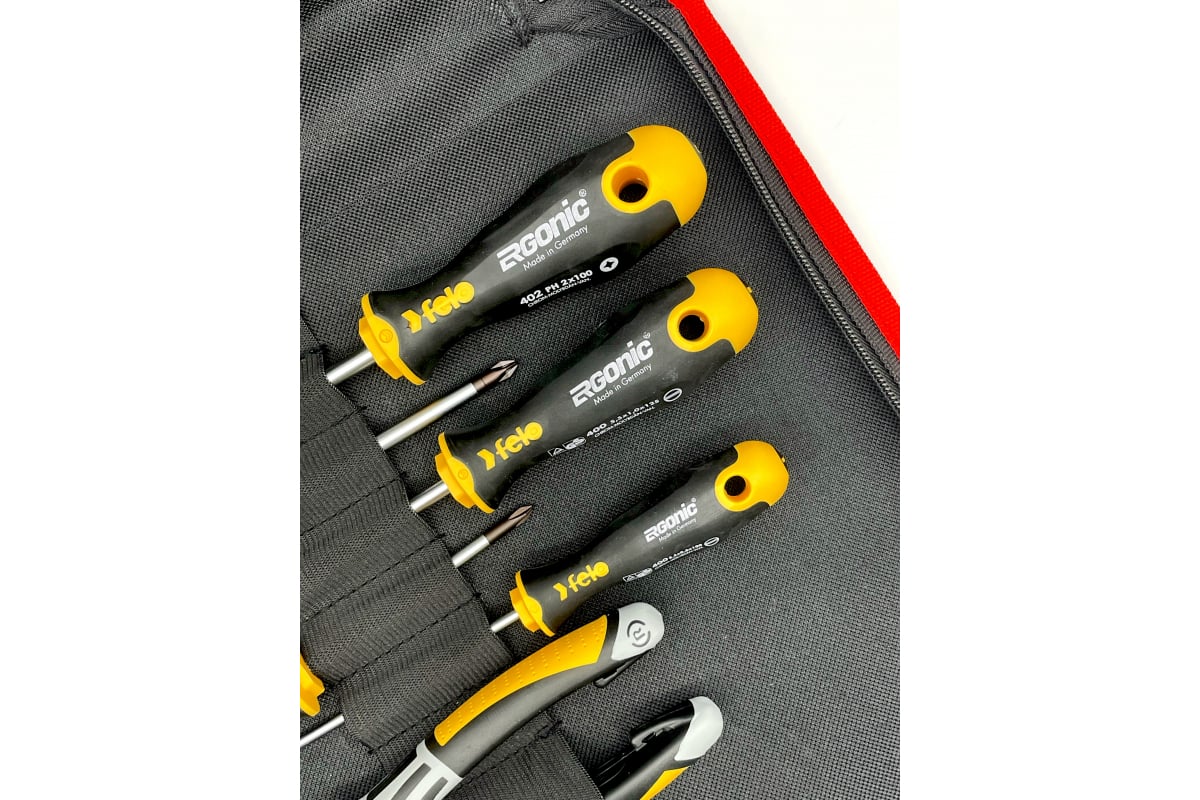 Набор отвёрток FELO Ergonic SL, PH, PZ с бокорезами 160 мм, в сумке 400 906 04