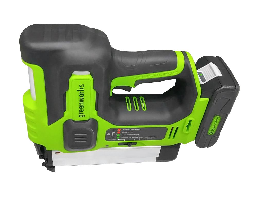 Гвоздезабивной пистолет (нейлер) аккумуляторный Greenworks 24V GD24BN 3400707, бесщёточный, без АКБ и ЗУ