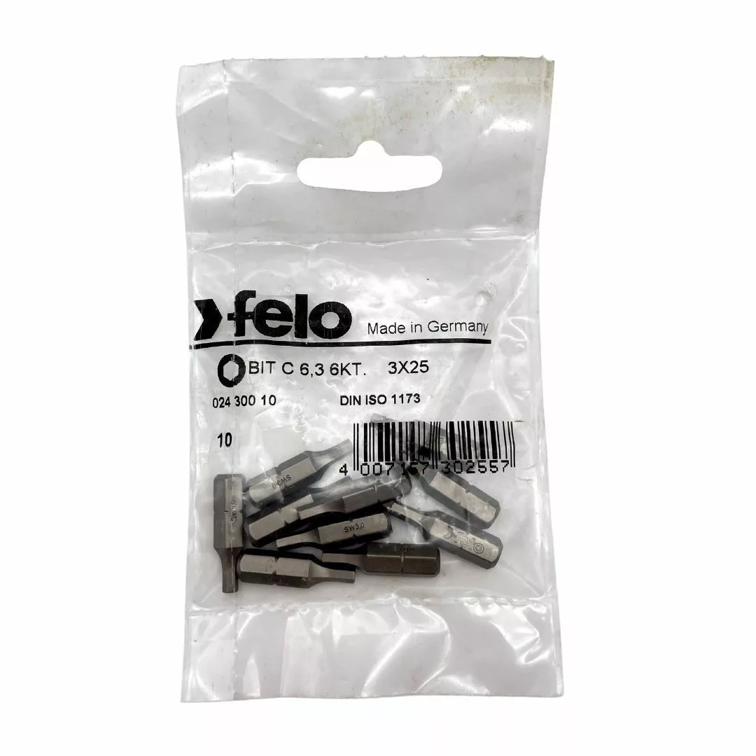 Бит 1/4", SW 3,0х25, серия 024 С 6,3 10 шт. FELO 024 300 10