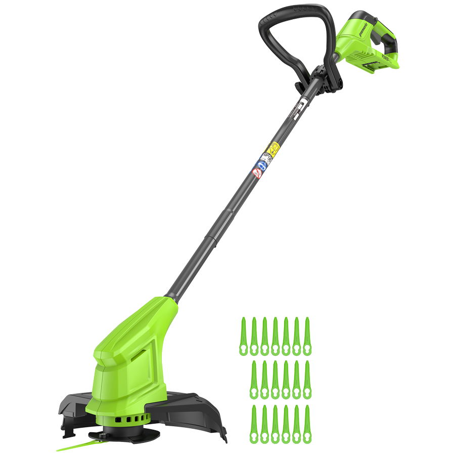 Триммер аккумуляторный Greenworks 25 см 24V G24LT251 2113307SA с пластиковым ножом, с АКБ на 2 А*ч и ЗУ